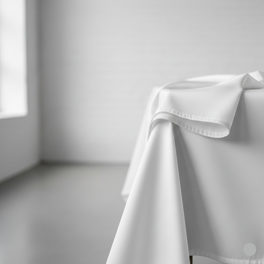 Toalha de Mesa Redonda em Cetim Branco