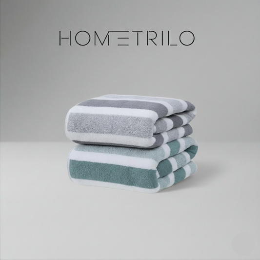 Jogo de Toalhas de Banho com Listras